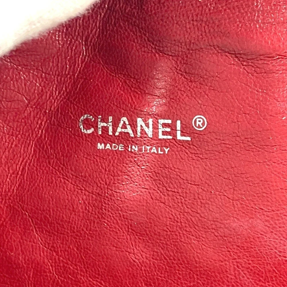 CHANEL Black Leather Logo Pouch